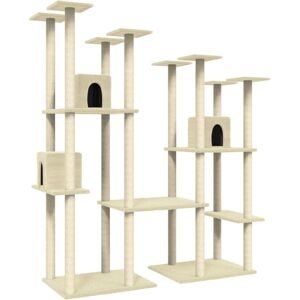 vidaXL Cat Tree with Sisal Scratching Posts Cream - Cat Tower Activity Center vidaXL Cat Tree with Sisal Scratching Posts Cream - Cat Tower Activity Center