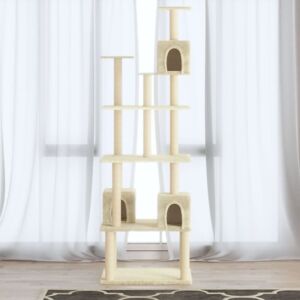 vidaXL Cat Tree with Sisal Scratching Posts 188cm - Cat Play Tower vidaXL Cat Tree with Sisal Scratching Posts 188cm - Cat Play Tower