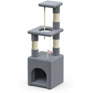 VOUNOT Cat Tree 88cm with Rope Scratching Platform, Grey VOUNOT Cat Tree 88cm with Rope Scratching Platform, Grey