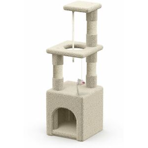 VOUNOT Cat Tree 88cm with Rope Scratching Platform, Beige VOUNOT Cat Tree 88cm with Rope Scratching Platform, Beige