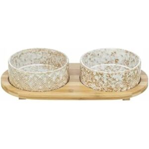 Water Bowl - TRIXIE - Ceramic/Bamboo - White - Indoor - Dog Meal Water Bowl - TRIXIE - Ceramic/Bamboo - White - Indoor - Dog Meal