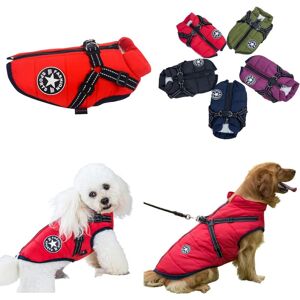 MODOU Waterproof Winter Coat with Dog Harness Jacket Warm Costume Clothes Puppy Pets Reflective Vest Windproof for Small Medium Large Dogs Cat (xxxl, Red) MODOU Waterproof Winter Coat with Dog Harness Jacket Warm Costume Clothes Puppy Pets Reflective Vest Windproof for Small Medium Large Dogs Cat (xxxl, Red)