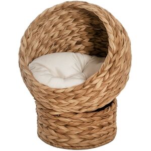 PawHut Wicker Cat House, Raised Cat Bed with Cushion Light Brown PawHut Wicker Cat House, Raised Cat Bed with Cushion Light Brown