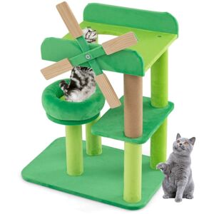 Costway - Windmill Cat Tree 4-Layer Cat Tower with Scratching Post-Green Costway - Windmill Cat Tree 4-Layer Cat Tower with Scratching Post-Green