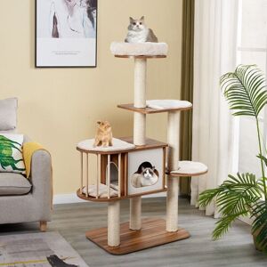 Costway - Wooden 5-tier Cat Tree Condo Cat Play Tower Activity Center Scratching Posts Costway - Wooden 5-tier Cat Tree Condo Cat Play Tower Activity Center Scratching Posts