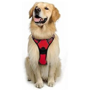 Cyslmuk - m )Dog Harness Red No Pull Reflective Adjustable Vest for Large Dogs, Front Attachment Leash Hook for Hiking Car Travel, American Staff, Cyslmuk - m )Dog Harness Red No Pull Reflective Adjustable Vest for Large Dogs, Front Attachment Leash Hook for Hiking Car Travel, American Staff,