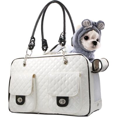 Héloise - Airline Approved Soft Pet Carrier for Small Dogs and Cats - Foldable - White Shiny Patent Leather Héloise - Airline Approved Soft Pet Carrier for Small Dogs and Cats - Foldable - White Shiny Patent Leather