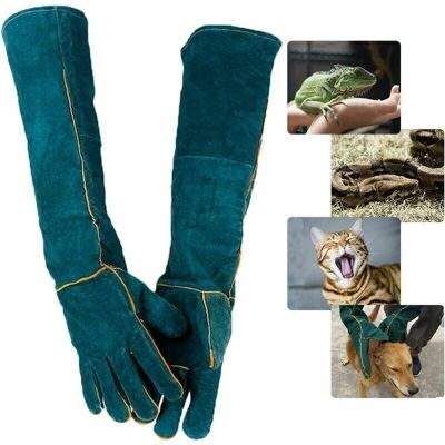 Anti-bite Gloves for Animals, Leather Safety Work Gloves for Bathing, Grooming, Handling Dogs, Cats, Birds, Snakes, Lizards and Reptiles Mumu Anti-bite Gloves for Animals, Leather Safety Work Gloves for Bathing, Grooming, Handling Dogs, Cats, Birds, Snakes, Lizards and Reptiles Mumu