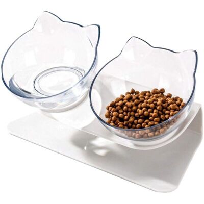MEMKEY Orthopedic Anti-Vomiting Feeding Bowl with Raised Stand, Double Bowl for Cats, 15° Inclined Platform, Perfect for Cats and Small Dogs MEMKEY Orthopedic Anti-Vomiting Feeding Bowl with Raised Stand, Double Bowl for Cats, 15° Inclined Platform, Perfect for Cats and Small Dogs