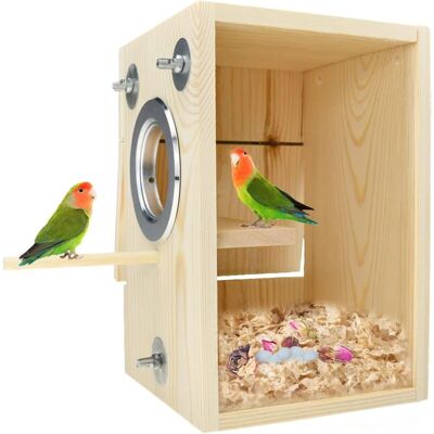 GROOFOO Bird Nest Box Parakeet Breeding Nest Box Bird Nest House Wooden Acrylic Transparent Breeding Box for Finch Lovebirds Cockatiel Budgie Conure Parrot GROOFOO Bird Nest Box Parakeet Breeding Nest Box Bird Nest House Wooden Acrylic Transparent Breeding Box for Finch Lovebirds Cockatiel Budgie Conure Parrot