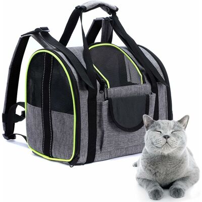 HÉLOISE Carrier Bag, Breathable Foldable Dog Carrier, Collapsible Dog Crate with Removable Plush Mattress, for Cat Kitten Puppy Rabbit and Other Pets, Gray HÉLOISE Carrier Bag, Breathable Foldable Dog Carrier, Collapsible Dog Crate with Removable Plush Mattress, for Cat Kitten Puppy Rabbit and Other Pets, Gray
