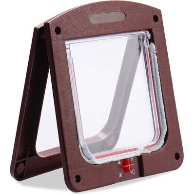 Cat flap for cats and dogs, small cat flap door with microchip, 4-way lock, easy to install. Cat flap for cats and dogs, small cat flap door with microchip, 4-way lock, easy to install.