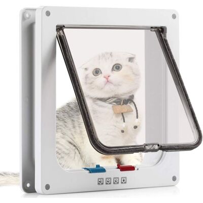 MEMKEY Cat flap with 4-way magnet, pet door for cats and small dogs, cat door with tunnel (M-19.7 x 19 x 5.5 cm, white) MEMKEY Cat flap with 4-way magnet, pet door for cats and small dogs, cat door with tunnel (M-19.7 x 19 x 5.5 cm, white)