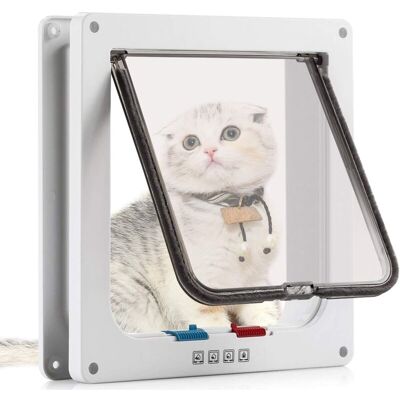 WOIYIC Cat Flap with 4 Way Magnetic, Pet Door for Cats and Small Dogs, Cat Door with Tunnel (M-19.7x19x5.5 cm, White) WOIYIC Cat Flap with 4 Way Magnetic, Pet Door for Cats and Small Dogs, Cat Door with Tunnel (M-19.7x19x5.5 cm, White)