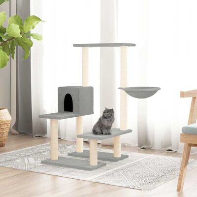 Cat Tree with Sisal Scratching Posts Light Grey 94.5 cm vidaXL Cat Tree with Sisal Scratching Posts Light Grey 94.5 cm vidaXL