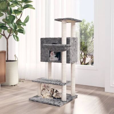 vidaXL Cat Tree with Sisal Scratching Posts Light Grey - Cat Tree vidaXL Cat Tree with Sisal Scratching Posts Light Grey - Cat Tree