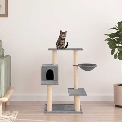 Cat Tree with Sisal Scratching Posts Light Grey 82.5 cm Vidaxl Cat Tree with Sisal Scratching Posts Light Grey 82.5 cm Vidaxl