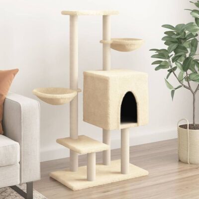 Cat Tree with Sisal Scratching Posts Cream 117 cm vidaXL Cat Tree with Sisal Scratching Posts Cream 117 cm vidaXL