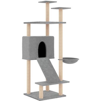 vidaXL Cat tree with sisal scratching posts 72 x 66.5 x 153 cm - light grey vidaXL Cat tree with sisal scratching posts 72 x 66.5 x 153 cm - light grey