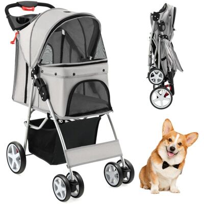 COSTWAY Coswtay Pet Stroller Cat/Dog Folding Carrier Strolling Cart w/Basket-Grey COSTWAY Coswtay Pet Stroller Cat/Dog Folding Carrier Strolling Cart w/Basket-Grey