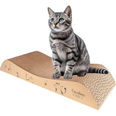 Creative Pets Large Cat Scratcher 57x21x8 cm Natural Double-Sided Cardboard Scratching Post Creative Pets Large Cat Scratcher 57x21x8 cm Natural Double-Sided Cardboard Scratching Post