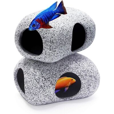 Csparkv - 2Pieces Aquarium Hideaway Rocks for Aquatic Pets to Breed, Play and Rest, Safe and Non-Toxic Aquarium Ornaments, Ceramic Decorative Rocks Csparkv - 2Pieces Aquarium Hideaway Rocks for Aquatic Pets to Breed, Play and Rest, Safe and Non-Toxic Aquarium Ornaments, Ceramic Decorative Rocks