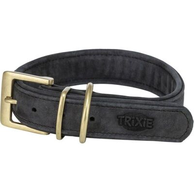 Dog Collar - TRIXIE - Black - Nubuck Leather - Large - Optimal Comfort Dog Collar - TRIXIE - Black - Nubuck Leather - Large - Optimal Comfort