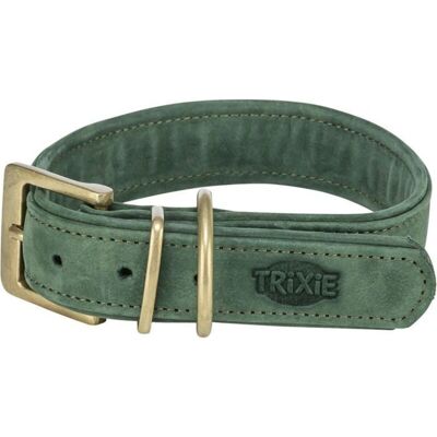 Dog collar - TRIXIE - Green - Nubuck leather - Size M/L - Optimal comfort Dog collar - TRIXIE - Green - Nubuck leather - Size M/L - Optimal comfort