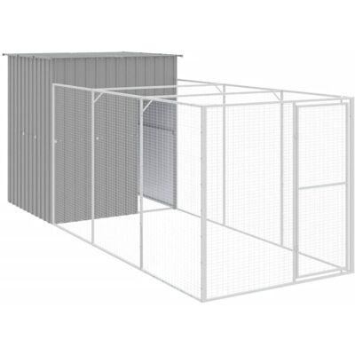 VidaXL Dog Kennel and Run - Galvanized Steel, Light Grey, 165x455x181 cm VidaXL Dog Kennel and Run - Galvanized Steel, Light Grey, 165x455x181 cm