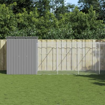 Maisonchic Galvanized Steel Dog Kennel and Run - Large Outdoor Shelter Maisonchic Galvanized Steel Dog Kennel and Run - Large Outdoor Shelter