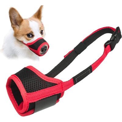 GROOFOO Dog Muzzle Anti Biting Barking and Chewing with Comfortable Mesh Soft Fabric and Adjustable Strap, Suitable for Small, Medium and Large Dogs(Red GROOFOO Dog Muzzle Anti Biting Barking and Chewing with Comfortable Mesh Soft Fabric and Adjustable Strap, Suitable for Small, Medium and Large Dogs(Red