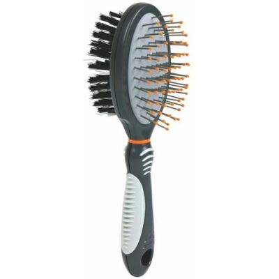 Double-sided brush - TRIXIE - 24154 - 7 × 22 cm - Nylon and metal bristles - Anti-slip handle Double-sided brush - TRIXIE - 24154 - 7 × 22 cm - Nylon and metal bristles - Anti-slip handle