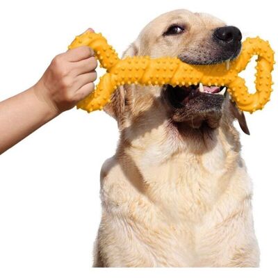 TEHTUY Durable Rubber Dog Chew Toy - 13 Inch Bone with Convex Design - Interactive and Sturdy for Puppies and Aggressive Dogs of All Sizes - Yellow TEHTUY Durable Rubber Dog Chew Toy - 13 Inch Bone with Convex Design - Interactive and Sturdy for Puppies and Aggressive Dogs of All Sizes - Yellow
