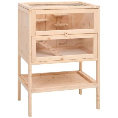 vidaXL Hamster Cage - Small Animal Cage - Solid Wood Fir - 55x40x80 cm vidaXL Hamster Cage - Small Animal Cage - Solid Wood Fir - 55x40x80 cm