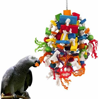 TINOR Large Bird - Sturdy Parrot Chew Toy - 100% Natural - Multicolored - for Parrot Cage and Large and Medium Sized Birds - African Gray Macaw (Colorful) TINOR Large Bird - Sturdy Parrot Chew Toy - 100% Natural - Multicolored - for Parrot Cage and Large and Medium Sized Birds - African Gray Macaw (Colorful)