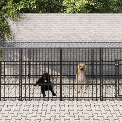 vidaXL Outdoor Dog Kennel Steel 18.77 m² - Dog Kennel vidaXL Outdoor Dog Kennel Steel 18.77 m² - Dog Kennel