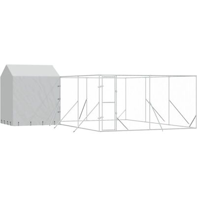 vidaXL Dog Kennel - 6x6x2.5m Galvanized Steel Argento vidaXL Dog Kennel - 6x6x2.5m Galvanized Steel Argento