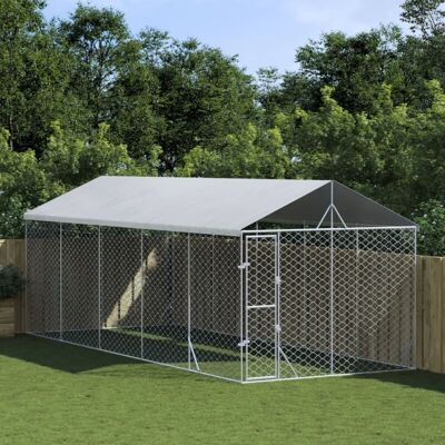 vidaXL Outdoor Dog Kennel - Galvanised Steel, 3x7.5x2.5 m vidaXL Outdoor Dog Kennel - Galvanised Steel, 3x7.5x2.5 m