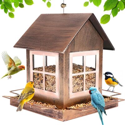 BEXTCOK Outdoor Hanging Metal Nest Box Feeder – Weatherproof Bird Feeder – 14.5×18.5×23 cm – Bronze BEXTCOK Outdoor Hanging Metal Nest Box Feeder – Weatherproof Bird Feeder – 14.5×18.5×23 cm – Bronze