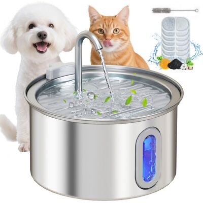 2.5L Cat Water Fountain for Drinking Stainless Steel Ultra-Silent - Pawhut 2.5L Cat Water Fountain for Drinking Stainless Steel Ultra-Silent - Pawhut