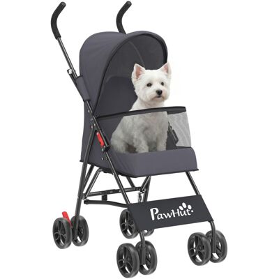 PawHut Foldable Dog Stroller with Mesh Windows for Mini Dogs, Dark Grey PawHut Foldable Dog Stroller with Mesh Windows for Mini Dogs, Dark Grey