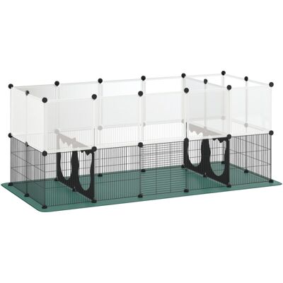 PawHut Pet Playpen with Waterproof Mat, DIY Small Animal Enclosure 34 Panels PawHut Pet Playpen with Waterproof Mat, DIY Small Animal Enclosure 34 Panels
