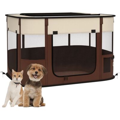 PawHut - Portable Pet Pen - Brown PawHut - Portable Pet Pen - Brown