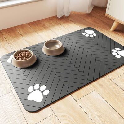 TEHTUY Pet feeding mat - Absorbent placemat for food and water bowls, suitable for dogs and cats (60 x 40 cm, dark grey) TEHTUY Pet feeding mat - Absorbent placemat for food and water bowls, suitable for dogs and cats (60 x 40 cm, dark grey)