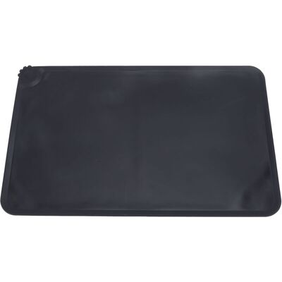 Groofoo - Silicone Pet Feeding Mat Spill Proof Anti Slip Washable Cute Look Cat Dog Food Water Bowl Mat for Indoor Black Groofoo - Silicone Pet Feeding Mat Spill Proof Anti Slip Washable Cute Look Cat Dog Food Water Bowl Mat for Indoor Black