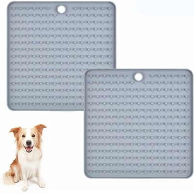 Hoopzi - Slow Feeding Dog Mat, Relax Anxious Pets, Perfect for Feeding Treats, Yogurt or Peanut Butter, 2 Piece (Gray) Hoopzi - Slow Feeding Dog Mat, Relax Anxious Pets, Perfect for Feeding Treats, Yogurt or Peanut Butter, 2 Piece (Gray)