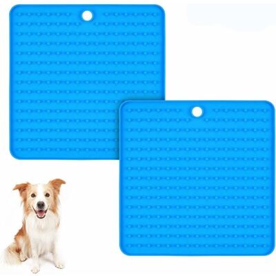 Hoopzi - Slow Feeding Dog Mat, Relax Anxious Pets, Perfect for Feeding Treats, Yogurt or Peanut Butter, 2 Pieces (Blue) Hoopzi - Slow Feeding Dog Mat, Relax Anxious Pets, Perfect for Feeding Treats, Yogurt or Peanut Butter, 2 Pieces (Blue)