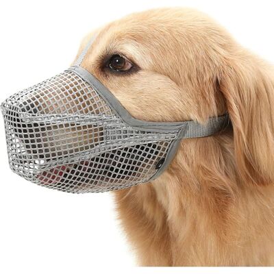 GROOFOO Soft Mesh Muzzle for Small Medium Large Dogs Labrador German Shepherd, Breathable Adjustable Mouth Guard for Biting Chewing Scavenging, Allows GROOFOO Soft Mesh Muzzle for Small Medium Large Dogs Labrador German Shepherd, Breathable Adjustable Mouth Guard for Biting Chewing Scavenging, Allows