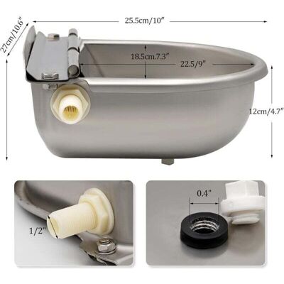 SNQ Stainless steel water trough with drain plug and adjustable float valve for horses, dogs, cattle, goats, sheep, pigs automatic livestock waterer SNQ Stainless steel water trough with drain plug and adjustable float valve for horses, dogs, cattle, goats, sheep, pigs automatic livestock waterer