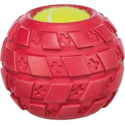 Tennis ball in tire for dog - TRIXIE - Natural rubber - Built-in squeaker - 48x5x5 cm - Red Tennis ball in tire for dog - TRIXIE - Natural rubber - Built-in squeaker - 48x5x5 cm - Red